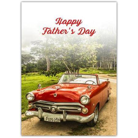 Vintage Red Open Top Car Fathers Day Greeting Card for Dad