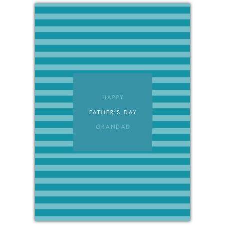 Striped Blue Happy Father's Day Grandad Greeting Card with Personalised Option