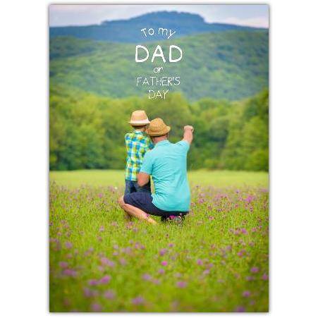 Personalised Father's Day Card with Large Photo Feature Dad and Child in Countryside Scene