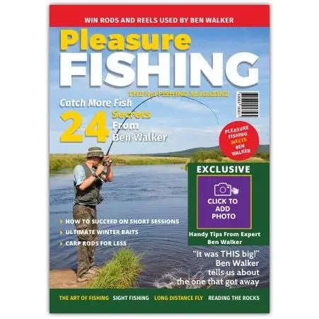 Personalised Pleasure Fishing Magazine Style Photo Greeting Card for Fishing Enthusiasts