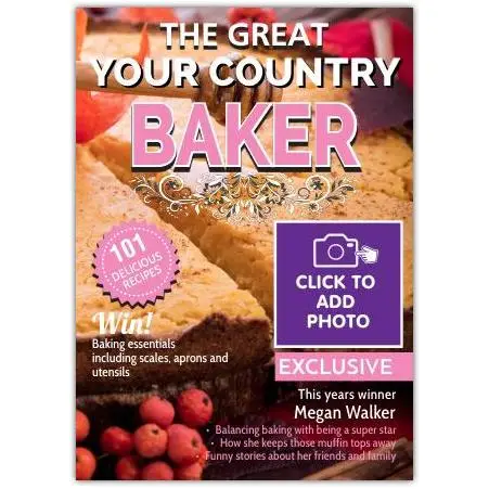 Personalised Great Country Baker Magazine Style Birthday Card with Photo Upload