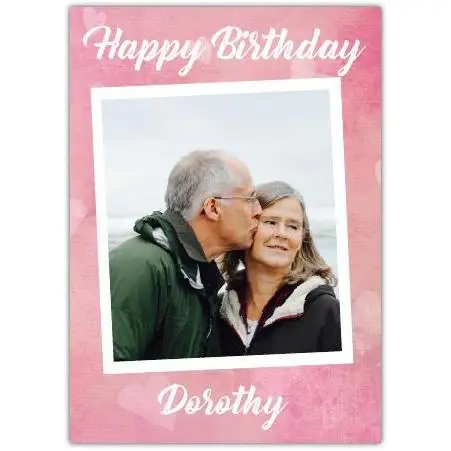 Personalised Pink Photo Upload Birthday Card for Her with Custom Name