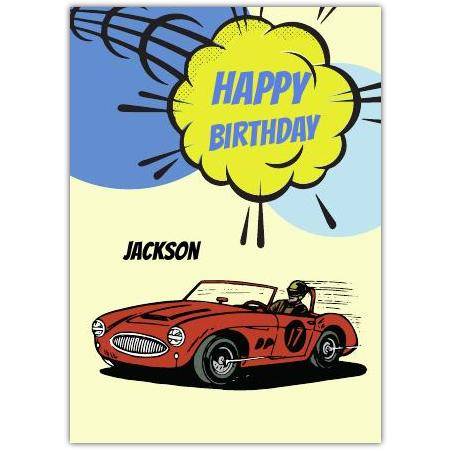 Personalised Happy Birthday Card with Red Sports Car Design for Boys
