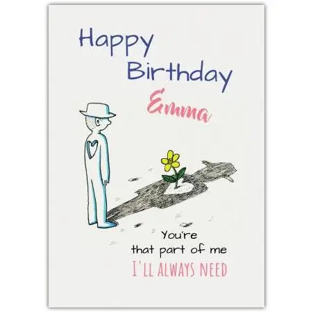 Personalised Happy Birthday Card with Yellow Flower and Heart Design Suitable for Him or Her