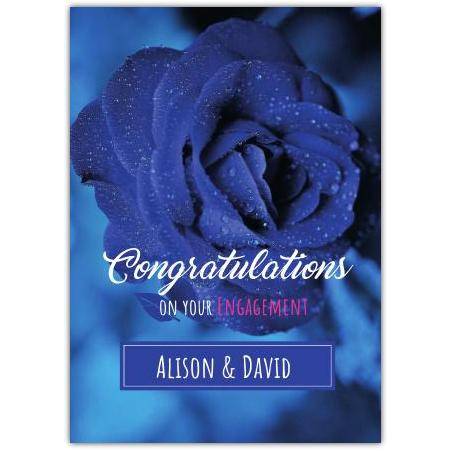 Personalised Congratulations On Your Engagement Card with Blue Rose Design
