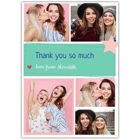 Personalised Thank You Card with Five Photo Collage and Custom Message