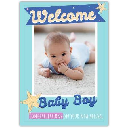 Welcome Baby Boy Personalised Photo Card Congratulations on Your New Arrival