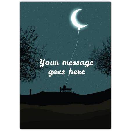 Personalised Moon on String with Bench Silhouette Night Sky Card