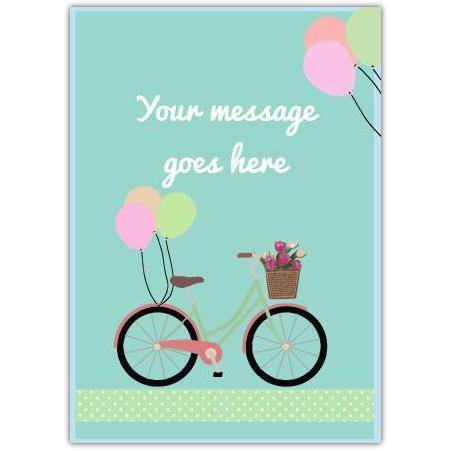 Personalised Bicycle with Balloons Greeting Card for Any Occasion