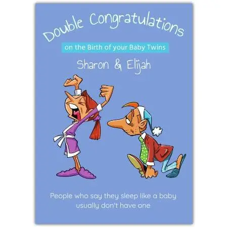 Double Congratulations On Birth Of Baby Twins Humorous Newborn Card