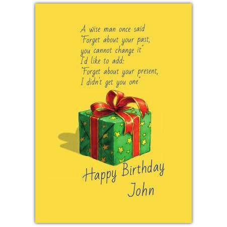 Humorous Happy Birthday Card with Big Present Design and Personalised Text Option