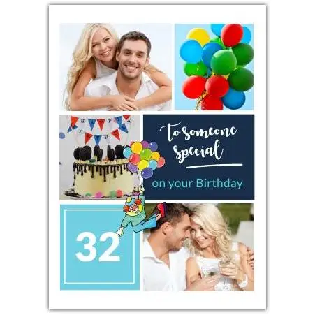 Personalised Birthday Card Balloons Cake Photo Collage To Someone Special 32