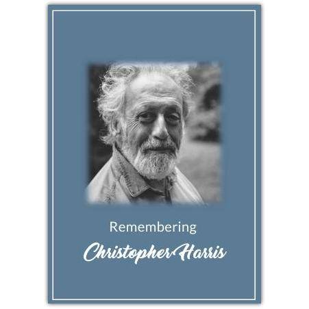 Personalised Sympathy Remembrance Card with Photo and Grey Background Frame