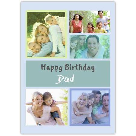 Personalised Happy Birthday Dad Photo Collage Card with Colourful Frames