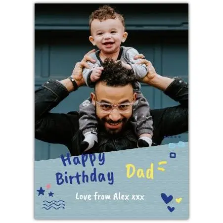 Personalised Happy Birthday Dad Photo Upload Grey Background Card