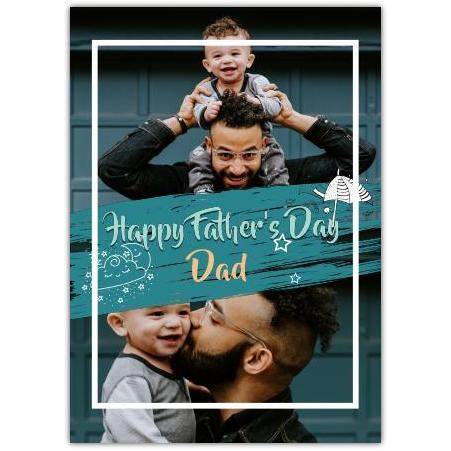 Personalised Happy Fathers Day Card with Two Big Photo Frames for Dad