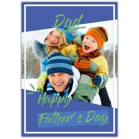 Personalised Happy Father's Day Card Blue and Green Photo Upload for Dad