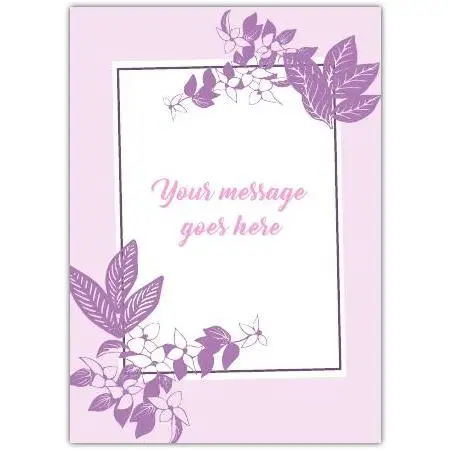 Personalised Purple Floral Frame Card for Any Occasion with Custom Message