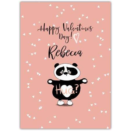 Personalised Cute Panda Hug Valentine’s Day Card for Her or Him