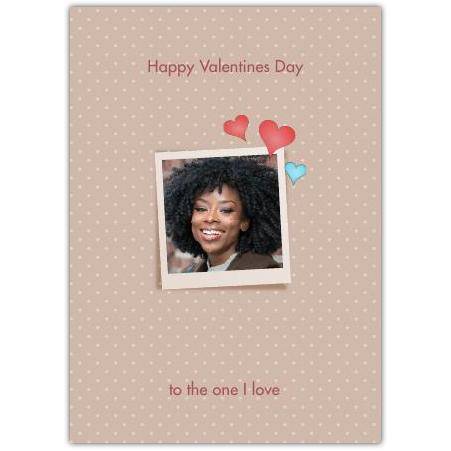 Personalised Happy Valentines Day Photo Card with Hearts and Polaroid Frame