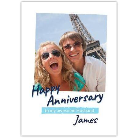 Personalised Happy Anniversary Card for Husband with Photo Upload and Custom Name