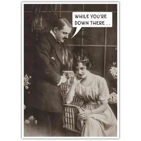 Vintage Humorous Rude Valentines Day Card Romantic Black and White Design