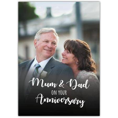 Personalised Mum and Dad Anniversary Photo Upload Greeting Card with Frame
