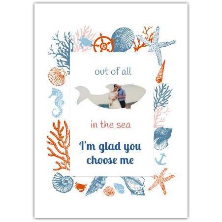 Personalised Nautical Anniversary Card with Sea Creatures and Photo Upload Option