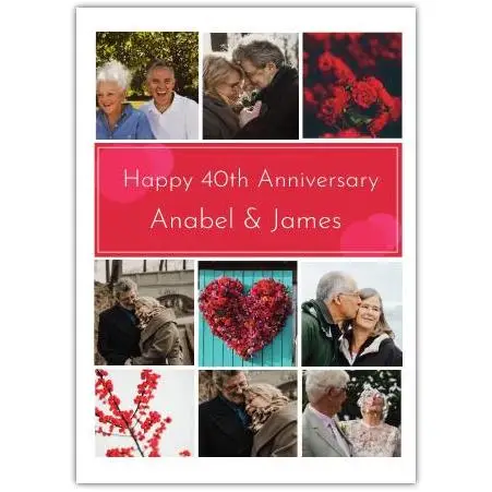 Personalised 40th Ruby Anniversary Photo Gallery Couple Greeting Card