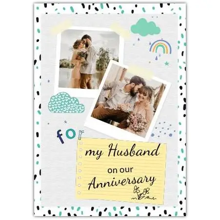 Personalised Anniversary Card for Husband with Two Photo Uploads Scrapbook Design