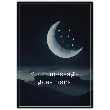 Personalised Moon and Stars Night Sky Greeting Card with Custom Message Option