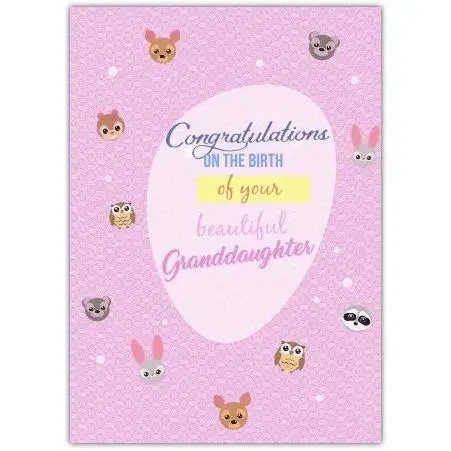 Congratulations on the Birth of Your Granddaughter Woodland Animals New Baby Card