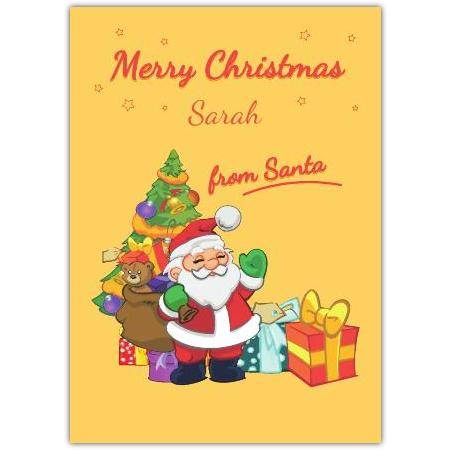 Personalised Merry Christmas Santa with Sack and Presents Card
