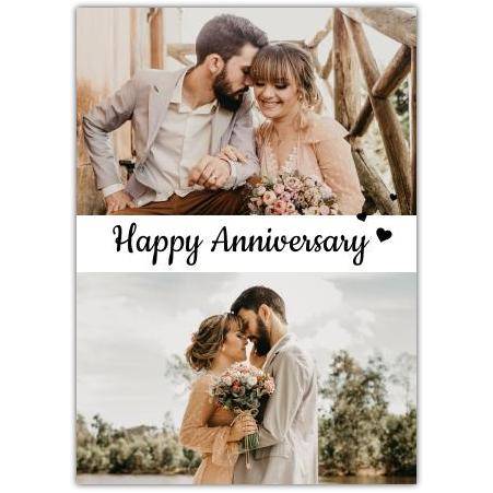 Personalised Happy Anniversary Photo Collage Greeting Card with Hearts Design