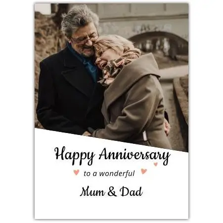 Happy Anniversary Photo Upload Card for Mum and Dad Customisable Cover
