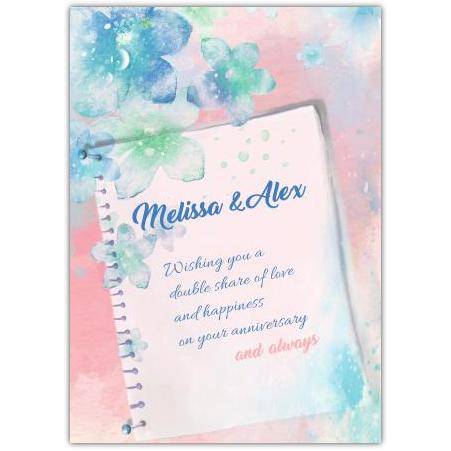 Personalised Floral Anniversary Notebook List Greeting Card with Romantic Message