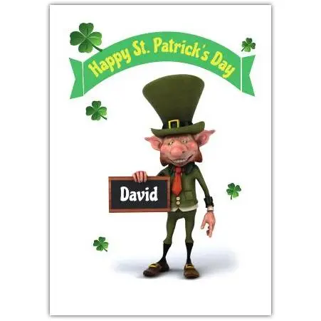 Personalised Creepy Leprechaun St Patrick's Day Greeting Card with Name Option