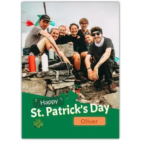 Personalised St Patrick's Day Photo Upload Shamrock Greeting Card