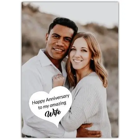 Personalised Anniversary Photo Upload Card with Heart Message for Wife