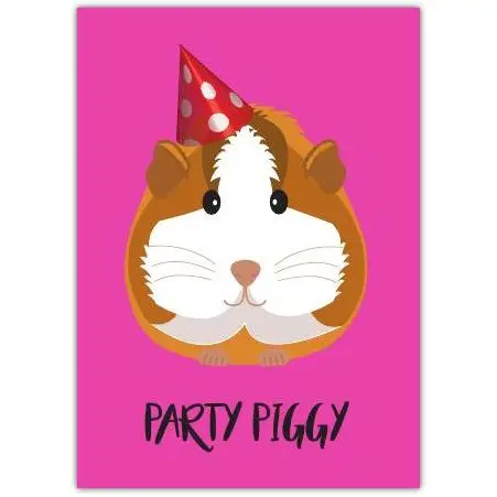 Happy Birthday Party Guinea Pig Card with Cute Party Hat Design