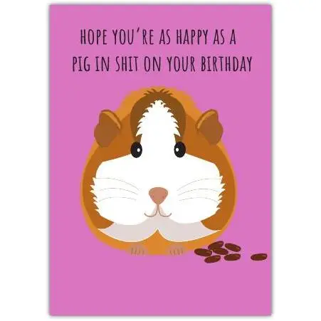 Happy Birthday Rude Guinea Pig Humour Card with Funny Birthday Message
