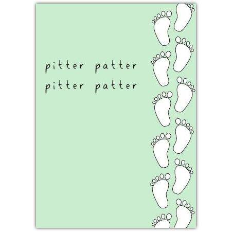 Baby Congratulations Pitter Patter Footprints New Arrival Greeting Card