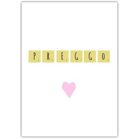 Pregnancy Congratulations Card with Scrabble Letters and Pink Heart Design
