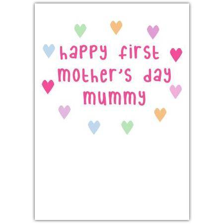 First Mother's Day Card for Mummy with Colourful Hearts Design