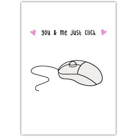 You and Me Just Click Valentines Day Love Technology Greeting Card