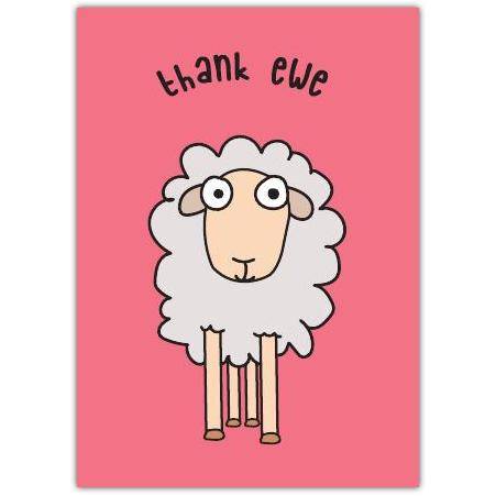 Thank You Ewe Humorous Sheep Pink Thank You Greeting Card