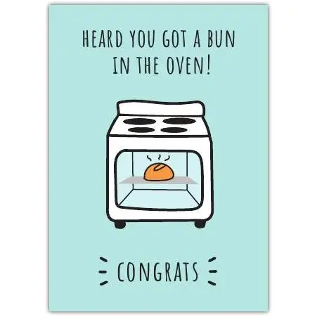 Congrats Pregnancy Announcement Bun In The Oven New Baby Greeting Card