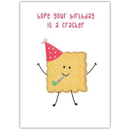 Hope Your Birthday Is a Cracker Cute Biscuit Birthday Card in Pink Hat
