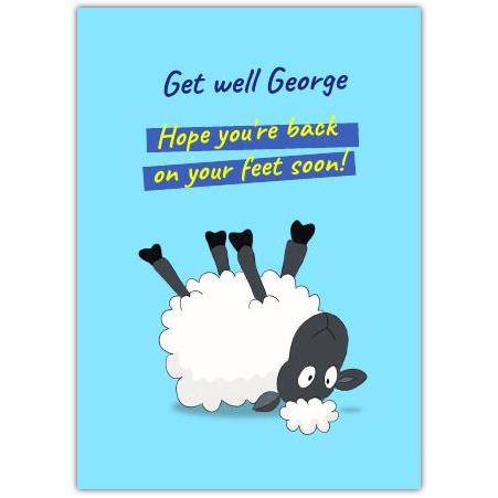 Get Well Soon Card with Funny Sheep Design Personalised Get Well Message
