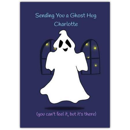 Personalised Sending You a Ghost Hug Funny Halloween Greeting Card